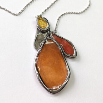 Irregular Magnetic Silver Stainless Steel Gold Brown Copper Resin Necklace