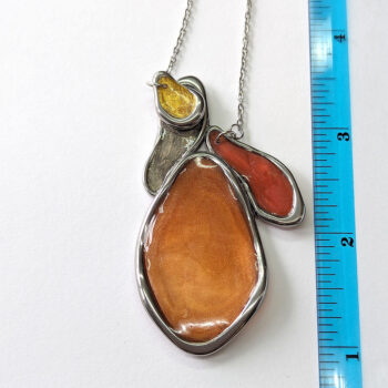 Irregular Magnetic Silver Stainless Steel Gold Brown Copper Resin Necklace - Image 2