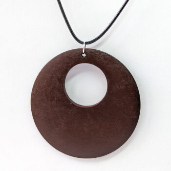 Large Brown Circle Hoop Wood Pendant Necklace