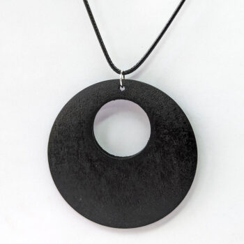 Large Black Circle Hoop Wood Pendant Necklace