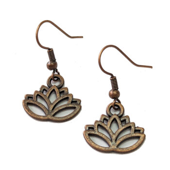 Antique Copper Hollow Lotus Flower Earrings