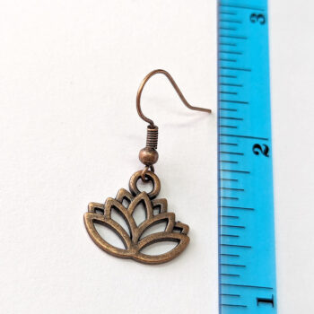 Antique Copper Hollow Lotus Flower Earrings - Image 3