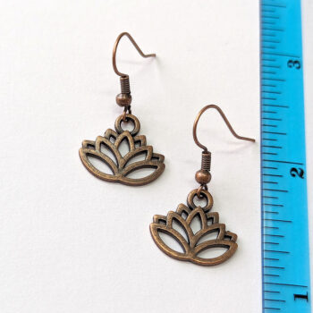 Antique Copper Hollow Lotus Flower Earrings - Image 2