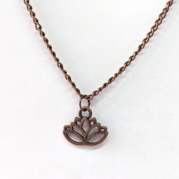 Antique Copper Yoga Lotus Flower Necklace - Image 3