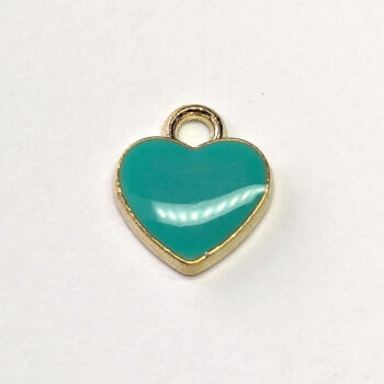 Small Green Heart Enamel Charm Gold