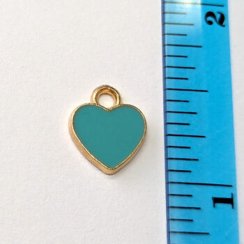 Small Green Heart Enamel Charm Gold - Image 2