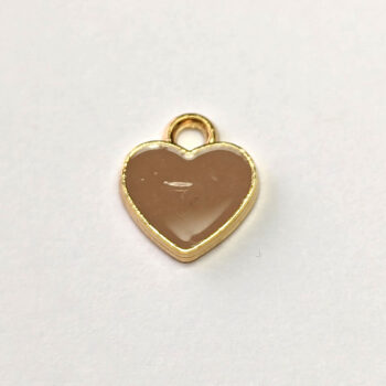 Small Brown Heart Enamel Charm Gold