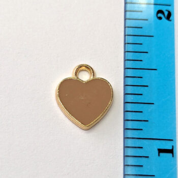 Small Brown Heart Enamel Charm Gold - Image 2