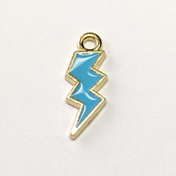 Blue Lighting Bolt Enamel Charm Gold - Image 3