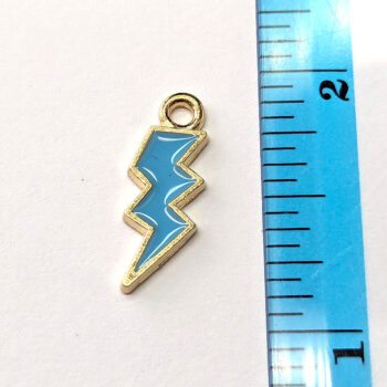 Blue Lighting Bolt Enamel Charm Gold - Image 2