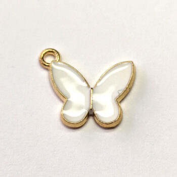 Angle White Butterfly Enamel Charm Gold