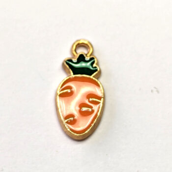 Orange Rounded Carrot Vegetable Enamel Charm Gold