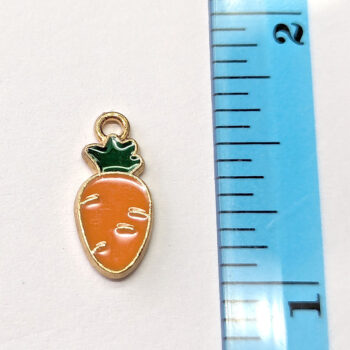 Orange Rounded Carrot Vegetable Enamel Charm Gold - Image 2