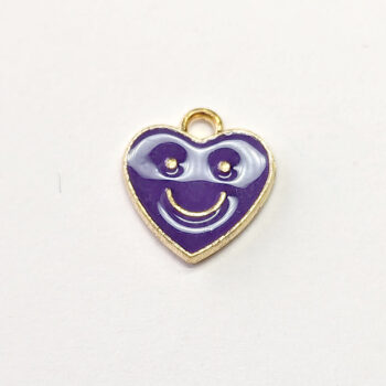 Purple Heart Smiley Smile Face Enamel Charm Gold - Image 5