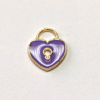 Purple Heart Lock Enamel Charm Gold - Image 5