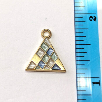 Blue Triangle Modern Diamonds Enamel Charm Gold - Image 3