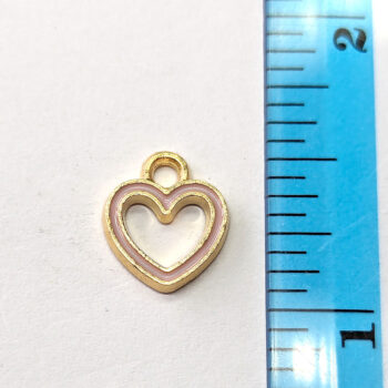 Beige Hollow Heart Enamel Charm Gold - Image 2