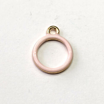 Hollow Pink Hoop Enamel Charm Gold