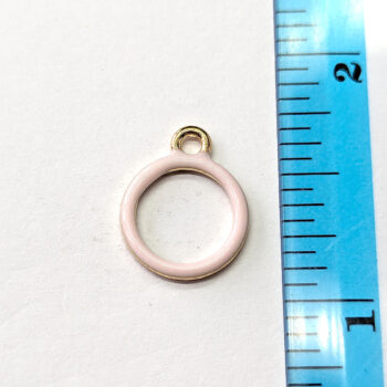 Hollow Pink Hoop Enamel Charm Gold - Image 2