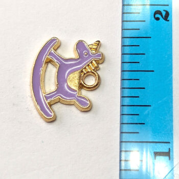 Purple Rocking Horse Enamel Charm Gold - Image 3