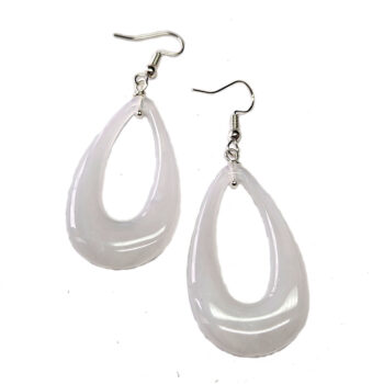 White Marble Large Teardrop Acrylic Earrings