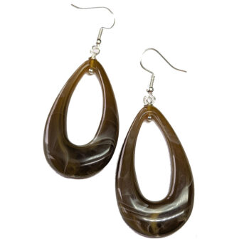 Brown Beige Marble Large Teardrop Acrylic Earrings