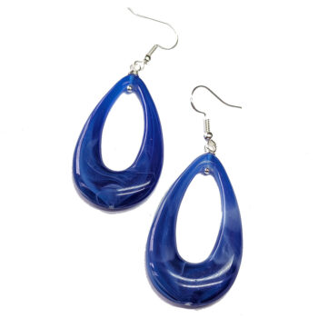 Blue Marble Large Teardrop Acrylic Earrings