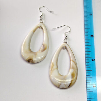 Beige White Marble Large Teardrop Acrylic Earrings - Image 2