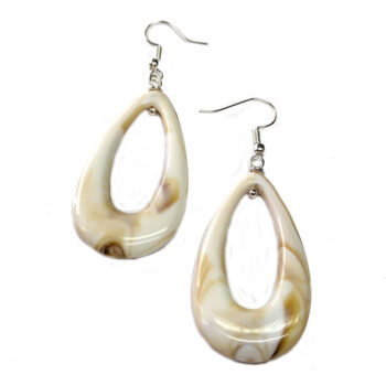 Beige White Marble Large Teardrop Acrylic Earrings