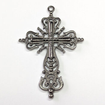 Large Decorative Hallow Cross Pendant Black Gunmetal