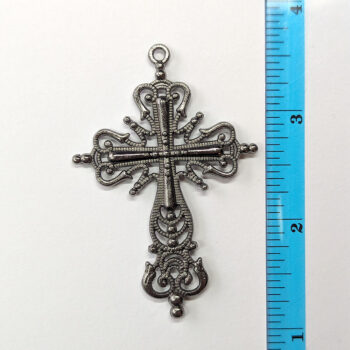 Large Decorative Hallow Cross Pendant Black Gunmetal - Image 2