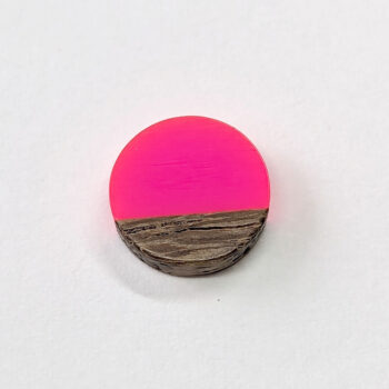 Hot Pink Round Circle No Hole Resin Geometric Wood Pendant