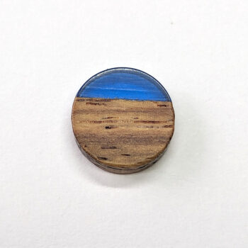 Blue Round Circle No Hole Resin Geometric Wood Pendant