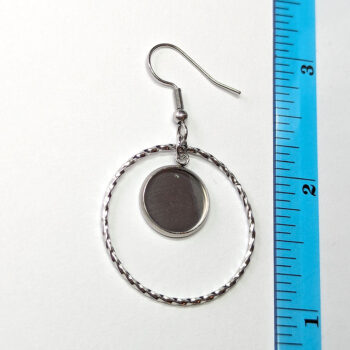 Silver Stainless Steel Hoop Cabochon Earrings 2 Pc - Image 2