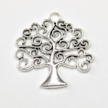 Modern Tree of Life Charm Antique Silver