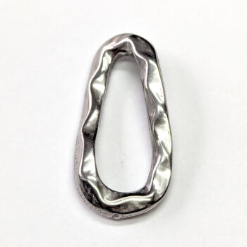 Stainless Steel Irregular Textured Oval Pendant / Connector Silver