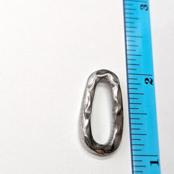 Stainless Steel Irregular Textured Oval Pendant / Connector Silver - Image 2