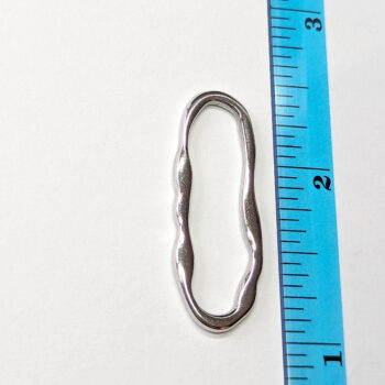 Stainless Steel Irregular Oval Pendant / Connector Silver - Image 2