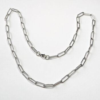 Silver Stainless Steel Large Paper Clip Necklace Lobster Clasp - Image 3