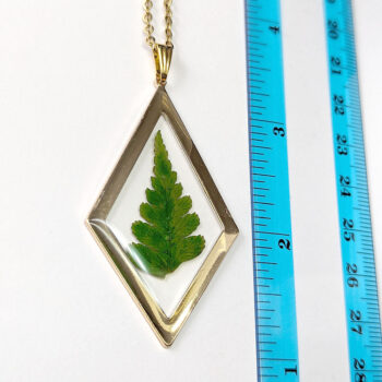 Dried Real Fern Leaf Diamond Resin Necklace Gold - Image 2