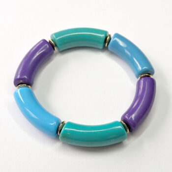 Blue Green Purple Chunky Bamboo Slip-on Acrylic Bracelet