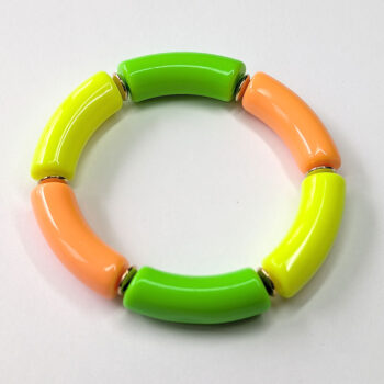 Green Orange Yellow Chunky Bamboo Slip-on Acrylic Bracelet