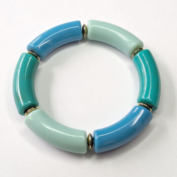 Green Blue Turquoise Chunky Bamboo Slip-on Acrylic Bracelet