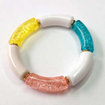 Blue Yellow Pink Chunky Bamboo Slip-on Acrylic Bracelet