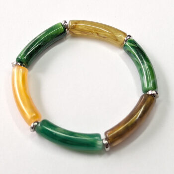 Green Yellow Brown Bamboo Slip-on Acrylic Bracelet