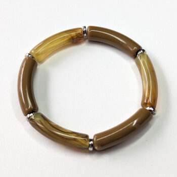 Brown Beige Marble Bamboo Slip-on Acrylic Bracelet