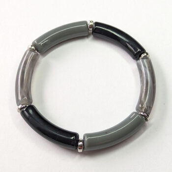 Grey Black White Marble Bamboo Slip-on Acrylic Bracelet