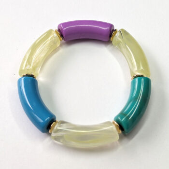 Blue Purple Green Chunky Bamboo Slip-on Acrylic Bracelet