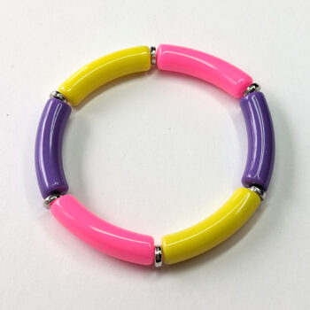 Pink Purple Yellow Bamboo Slip-on Acrylic Bracelet