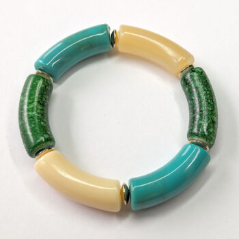 Green Beige Chunky Bamboo Slip-on Acrylic Bracelet